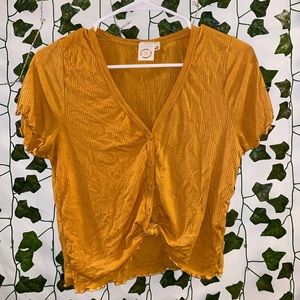 Mustard Yellow Tee With Tie In Front
